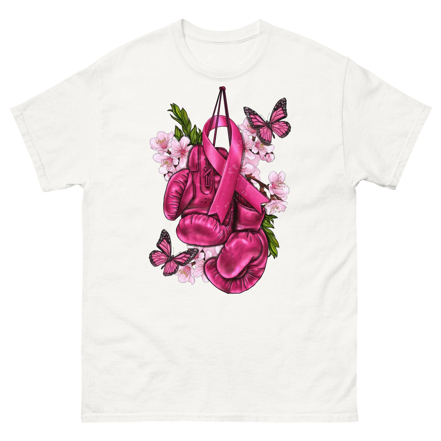 Breast Cancer Pink Ribbon Boxing Gloves classic tee